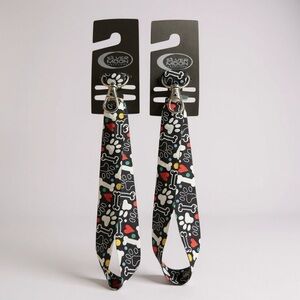 Set of 2 Dog Collars – Paw Prints, Hearts & Bones Pattern